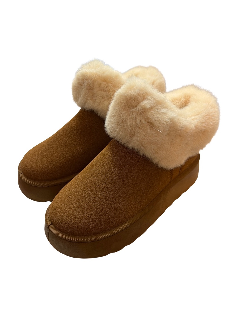 ✨Ultra-Cozy Faux Fur Platform Slipper Boots ✨NIB Chestnut Brn Size:39 or US 8.5